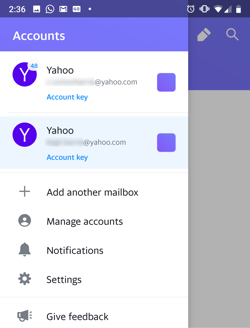 Yahoo Mail 應用程式內多個帳戶的圖像